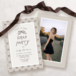 Cream Taupe Coquette Bow Grad Party Einladung