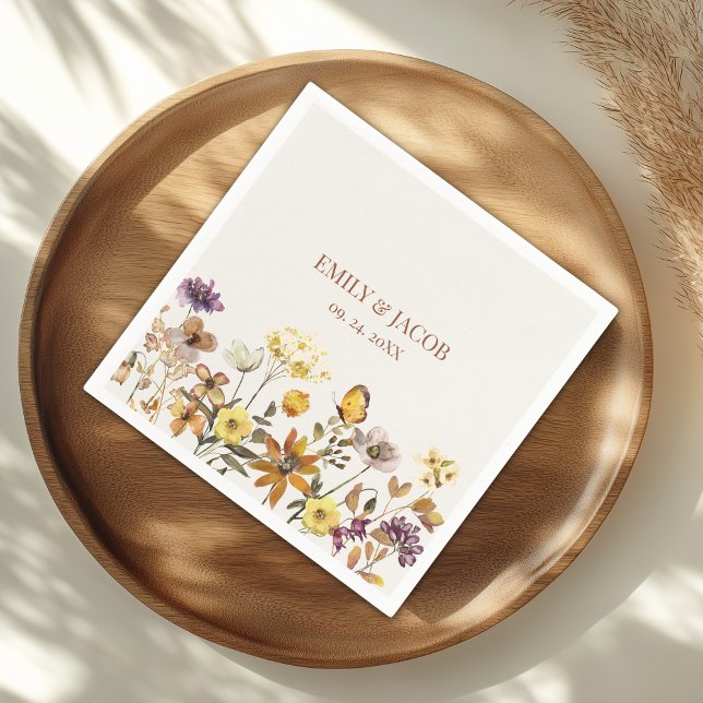 Cream & Terracotta Wildblume Boho Wedding Napkins Serviette (Von Creator hochgeladen)