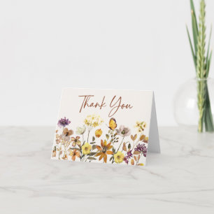Cream & Terracotta Wildflower Boho-Hochzeit Dankeskarte