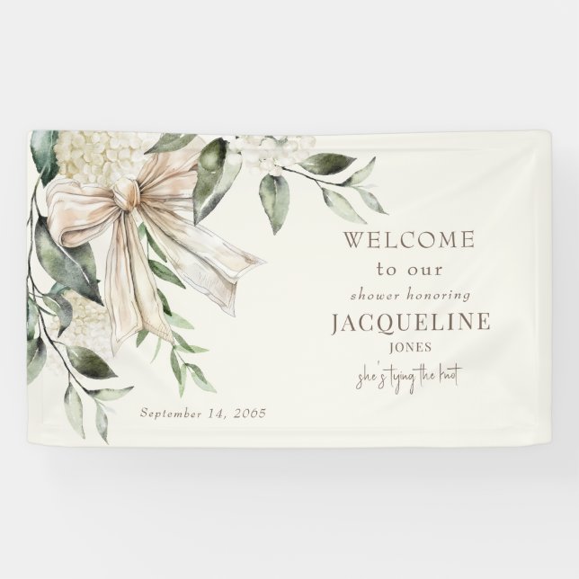 Cream The Knot Bow Dusche Begrüßungszeichen Banner (Horizontal)
