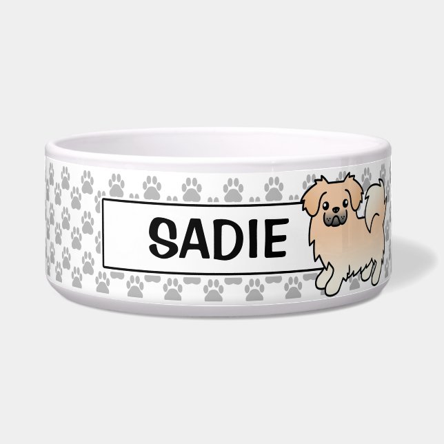 Cream Tibetan Spaniel Cartoon Dog Napf (Vorderseite)
