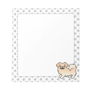 Cream Tibetan Spaniel Niedlicher Cartoon Dog Notizblock