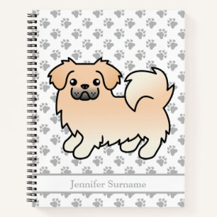 Cream Tibetan Spaniel Niedlicher Cartoon Dog & Tex Notizbuch