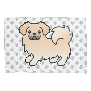 Cream Tibetan Spaniel Süßer Cartoon-Hund & Pfoten Kissenbezug
