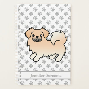 Cream Tibetan Spaniel Süßer Cartoon-Hund & Text Planer