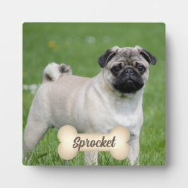 Cream Tone Bone with Pet's Name and Photo Fotoplatte