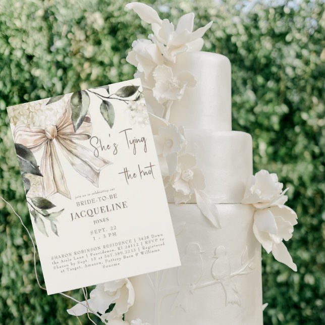 Cream Tying the Knot Bow Polterabend Einladung (Von Creator hochgeladen)
