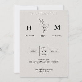 Cream und Black Simple Minimalistisch Elegante Wed Einladung