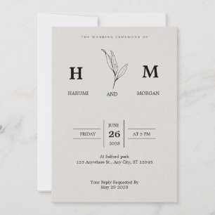 Cream und Black Simple Minimalistisch Elegante Wed Einladung
