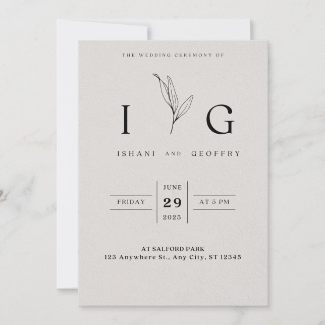 Cream und Black Simple Minimalistisch Elegante Wed Einladung (Vorderseite)