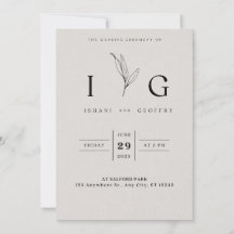 Cream und Black Simple Minimalistisch Elegante Wed