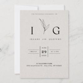 Cream und Black Simple Minimalistisch Elegante Wed Einladung