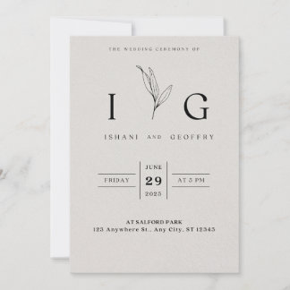 Cream und Black Simple Minimalistisch Elegante Wed Einladung