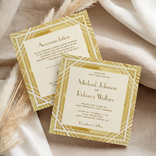 Cream und Gold Art Deco Alles in Einem Hochzeit Einladung