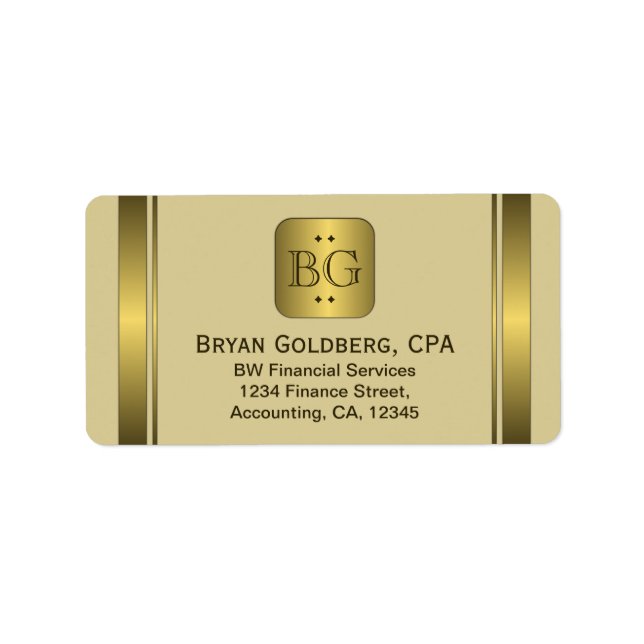 Cream und Gold Plate Elegante Adressetiketten (Vorne)