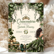 Cream- und grüne goldene Tiara-Blumen-Quinceañera