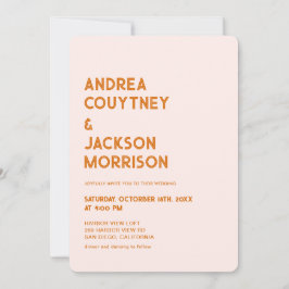 Cream und Orange Retro Boho Wedding Einladung