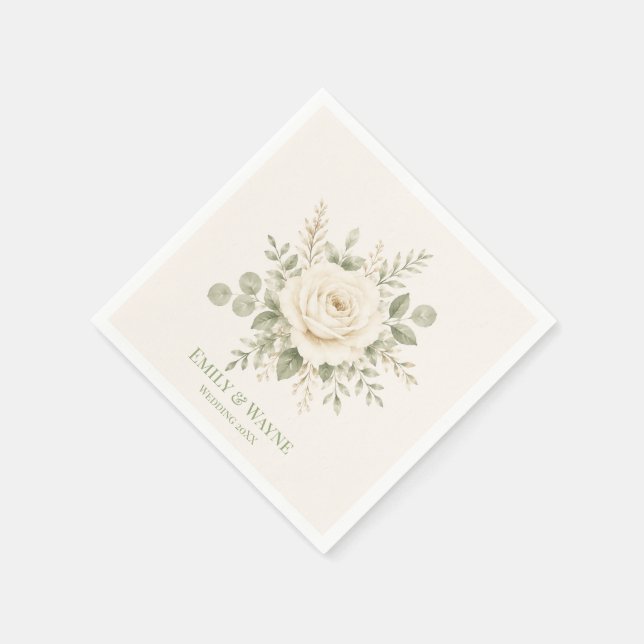 Cream- und Salbeigrüne Hochzeit Serviette (Ecke)