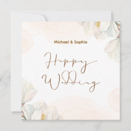 Cream und White Elegant Happy Wedding Karte