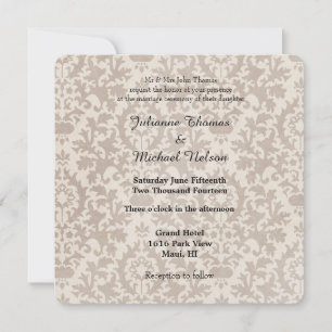 Cream Vintag Damask Wedding Einladung