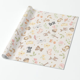 Cream Watercolor Waldtiere Geschenkpapier