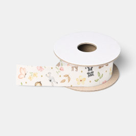 Cream Watercolor Waldtiere Satinband