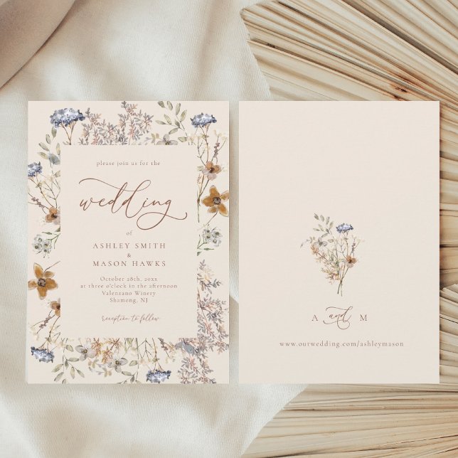 Cream Watercolor Wildflowers Calligraphy Wedding Einladung (Von Creator hochgeladen)