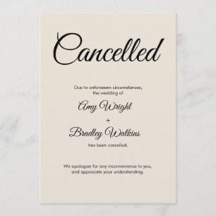 Cream Wedding Cancellation Announcement Card Einladung