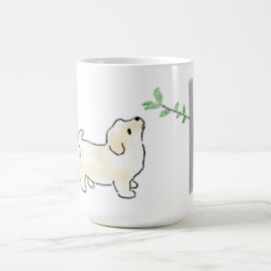 Cream-Welpe schnüffelt an Ast - Geschenk für Tierl Kaffeetasse