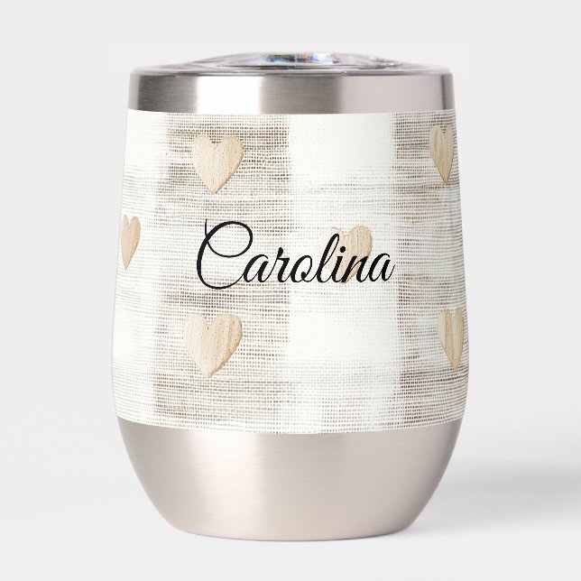 Cream White Beige Boho Hearts (Vorderseite)