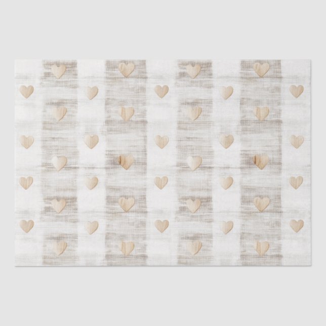 Cream White Beige Boho Hearts Brautparty Seidenpapier (Vorderseite)
