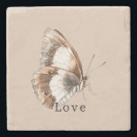 Cream White Butterfly Steinuntersetzer<br><div class="desc">Cream White Butterfly</div>