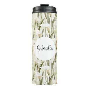 Cream White Calla Lily Floral Thermosbecher
