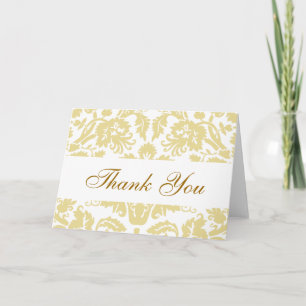 Cream White Damask Wedding Danke Karte