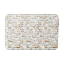 Cream White Grey Faux Stones   Badematte