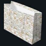 Cream White Grey Faux Stones Birthday Große Geschenktüte<br><div class="desc">Cream White Grey Faux Stones Birthday</div>