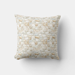 Cream White Grey Faux Stones Blue Flowers Kissen