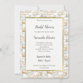Cream White Grey Faux Stones Bridal Shower Einladung