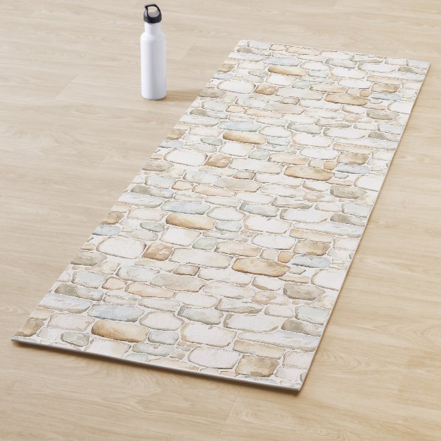 Cream White Grey Faux Stones Roses Yogamatte (Beispiel)