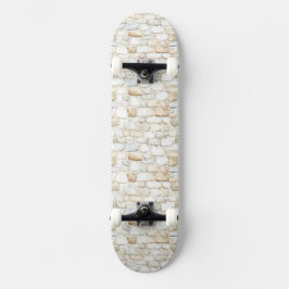 Cream White Grey Faux Stones   Skateboard