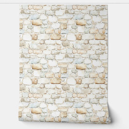 Cream White Grey Faux Stones  Tapete