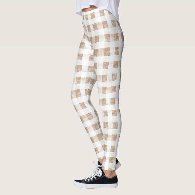 Cream White Plaid Stripes  Leggings (Links)