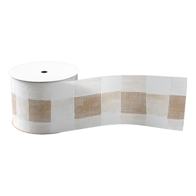 Cream White Plaid Stripes   Ripsband (Spule)