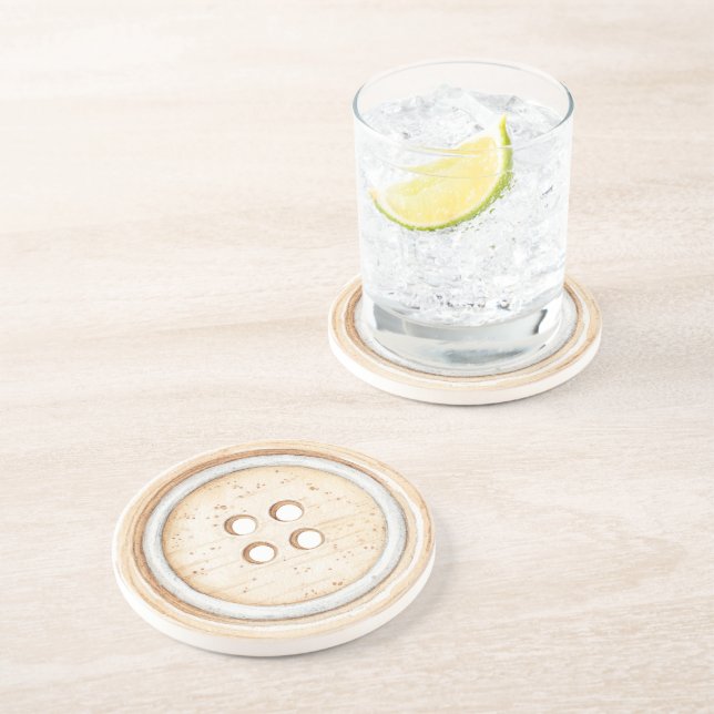 Cream White Sewing Button Getränkeuntersetzer (Seite)