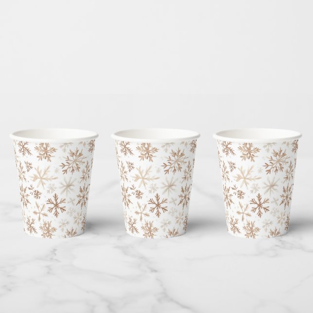 Cream White Snowflakes Christmas Pappbecher (Multi)