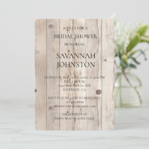 Cream White Wood Bridal Dusche Einladung