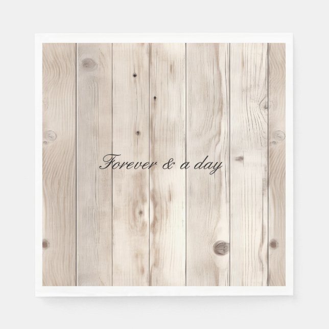 Cream White Wood Wedding Serviette (Vorderseite)