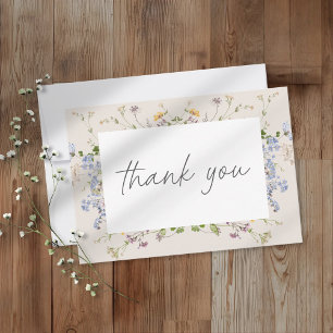 Cream-Wildflower-Garten Elegante Hochzeit Dankeskarte