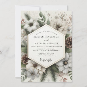 Cream Winter Bloom Hochzeit Einladung