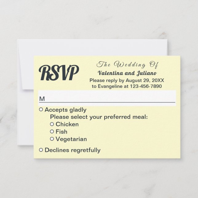 Cream With Slate Text Wedding RSVP (Vorderseite)